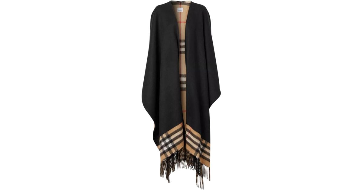 Burberry Cashmere-wool Cape in Black | Lyst