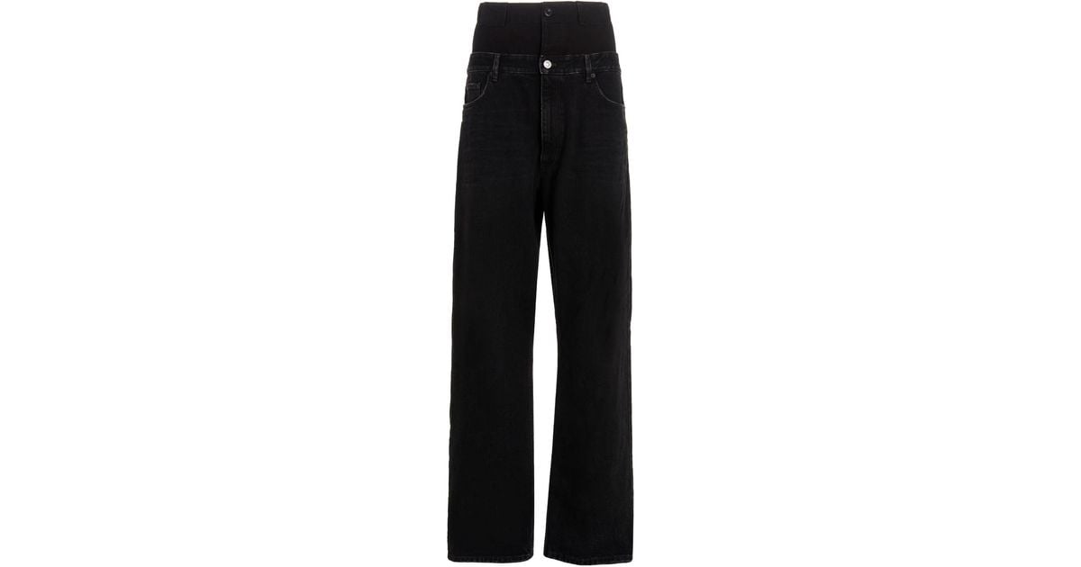 Balenciaga Double Waistband Jeans in Black for Men | Lyst