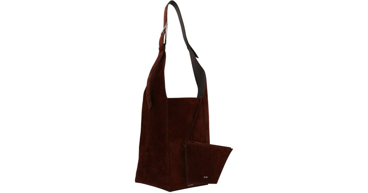 The Attico Suede 12 Pm Shoulder Bag in Brown | Lyst