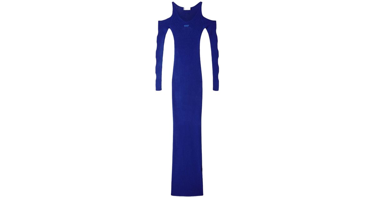 Off-White c/o Virgil Abloh Hole Net Long Dress in Blue | Lyst UK