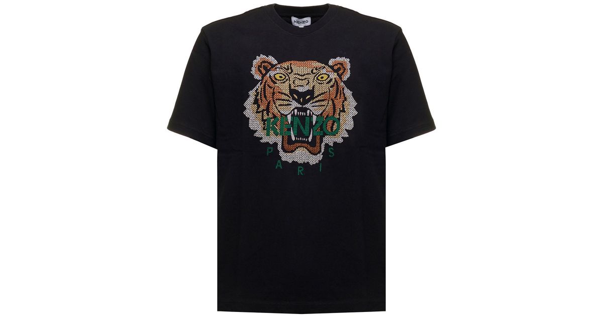 KENZO Cotton Jersey T-shirt With Tiger Seasonal Logo Man in Black for ...