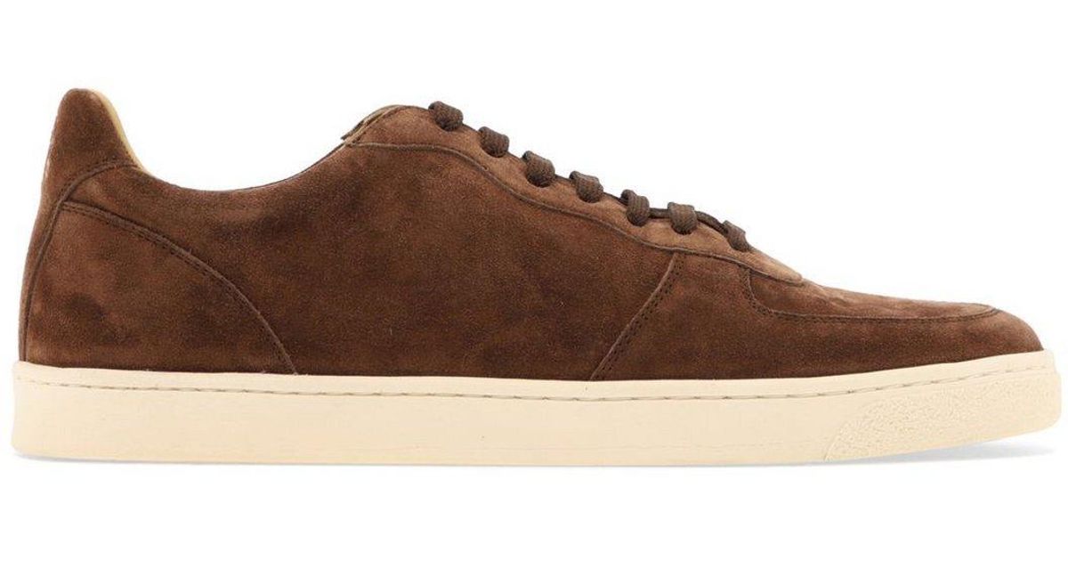 Brunello Cucinelli Suede Low-top Lace-up Sneakers in Brown for Men ...