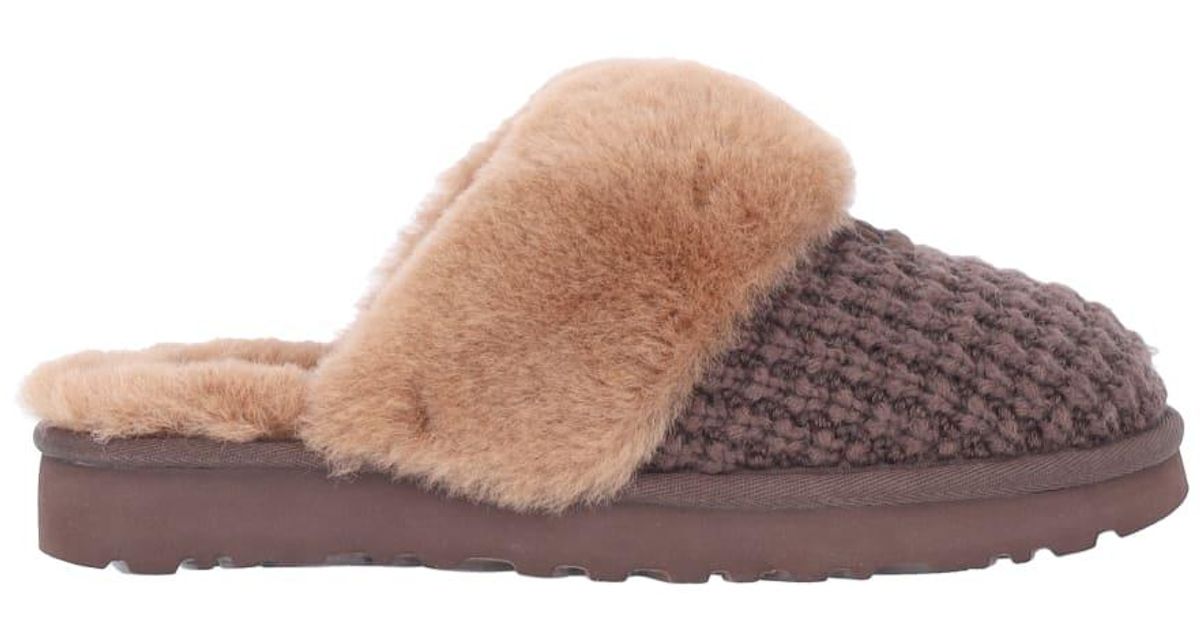 UGG ugg(r) Cozy Knit Genuine Shearling Slipper in Brown Lyst