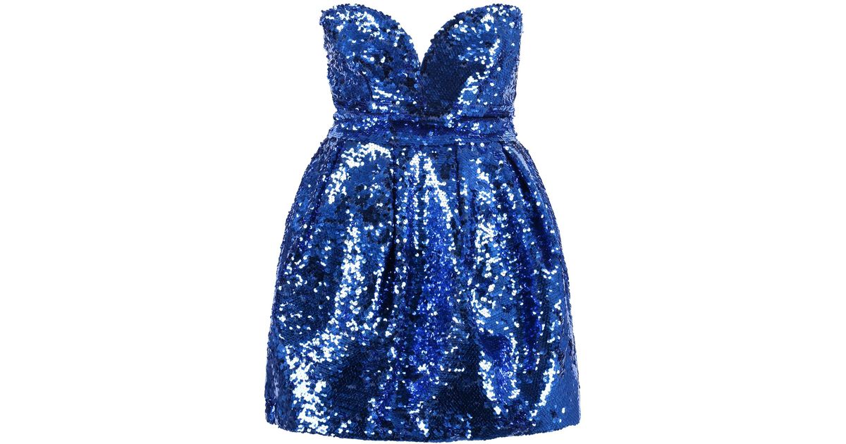 Pinko Galapagos Sequined Mini-dress in Blue | Lyst