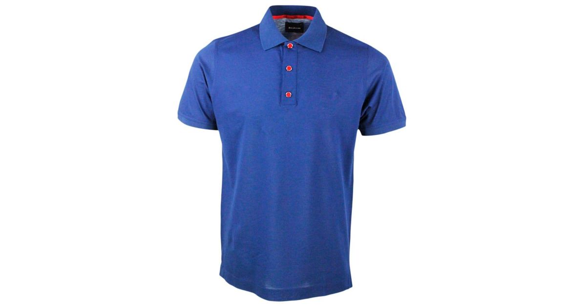 Kiton Short-sleeved Polo Shirt In Very Soft Cotton Crepes With Closure ...
