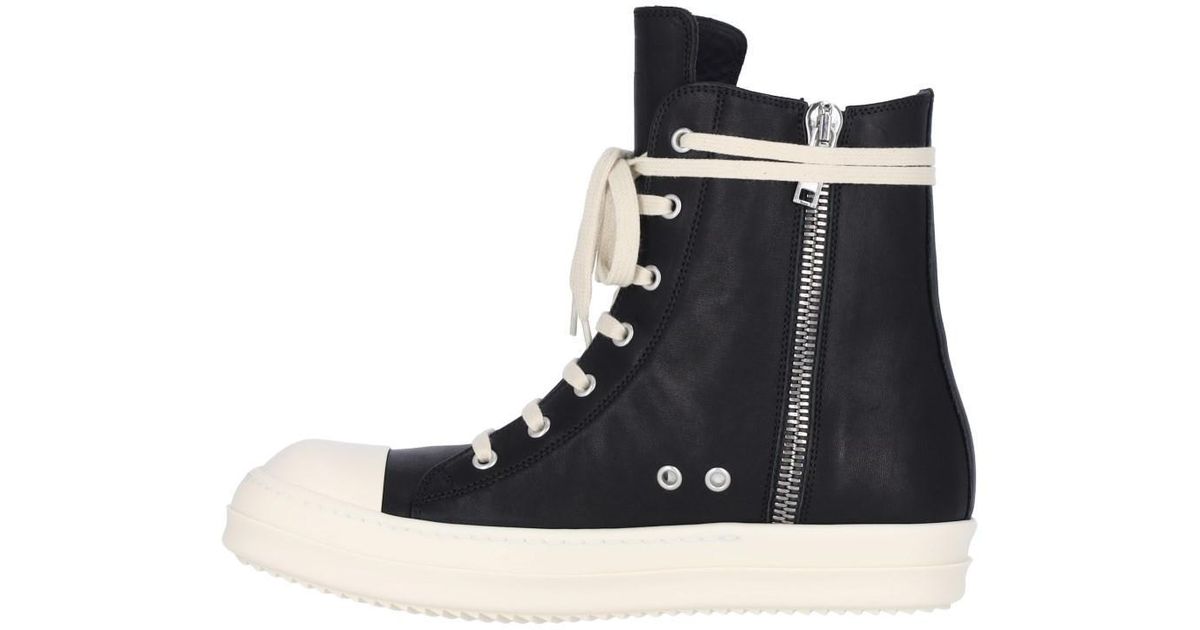 Rick Owens High-Top Sneakers With Zip in Black for Men | Lyst