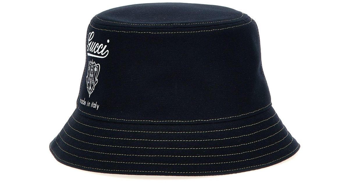 ハット GUCCI Gucci coat of arms bucket hat Gucci Coat Of Arms Bucket Hat in Blue for Men | Lyst