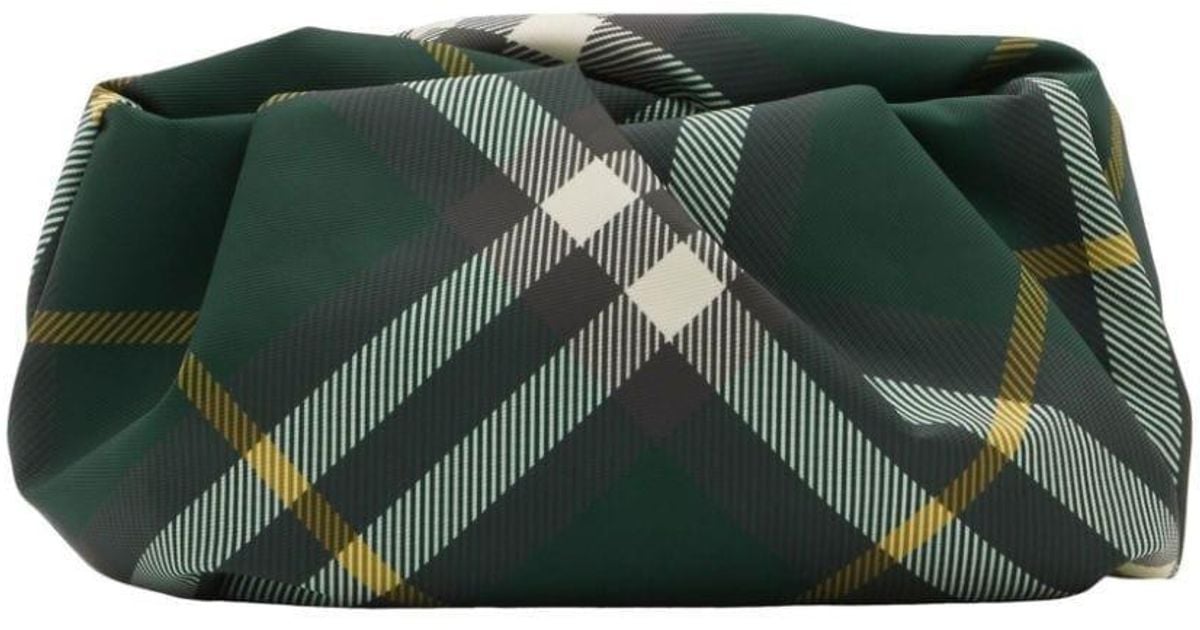 【送料&関税込】Burberry Rose Checkered Ruched Clutch Bag Burberry Rose Checkered Ruched Clutch Bag in Green | Lyst