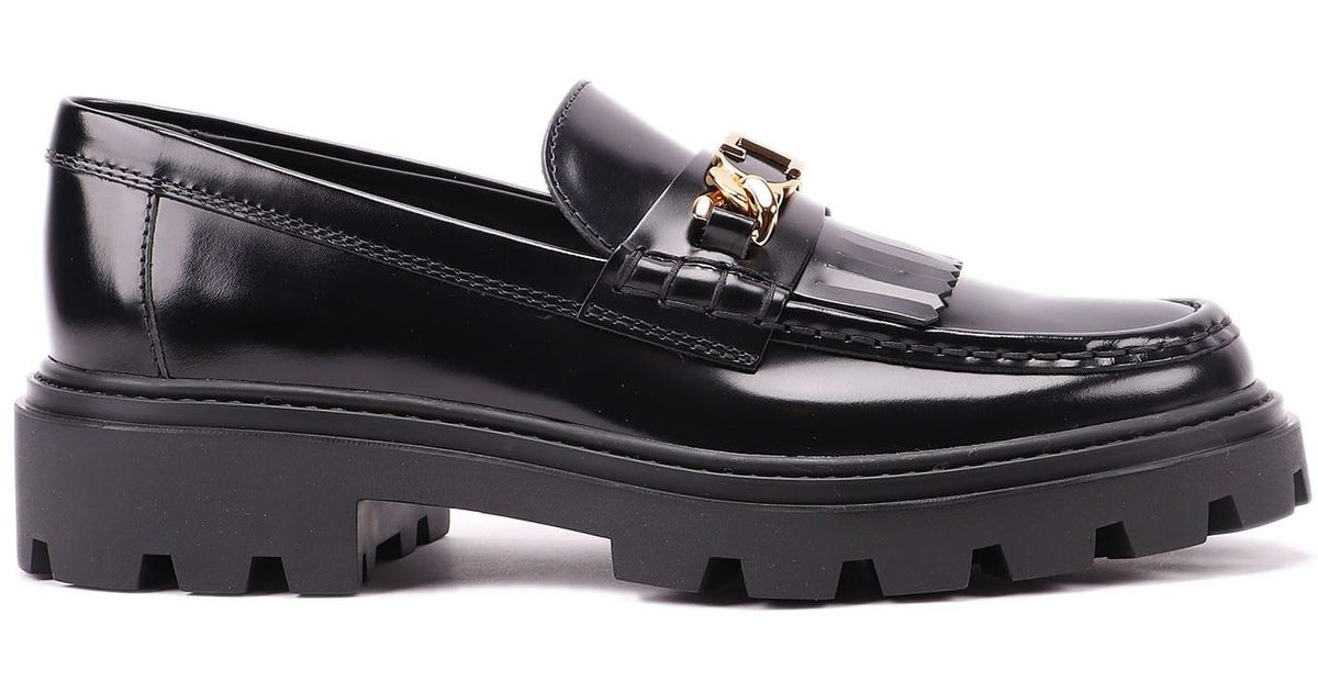 Tod's Leather Gomma Pes 08j Frangia T Cat No Gomm in Nero (Black) | Lyst