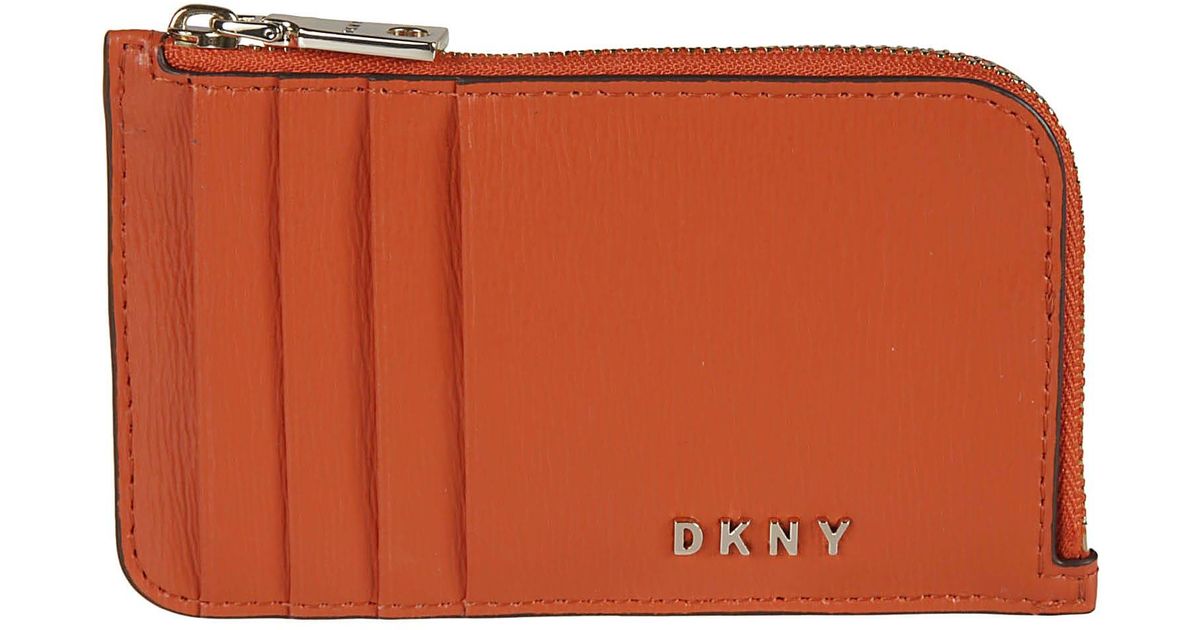 DKNY Logo Plaque Zip Card Holder Lyst