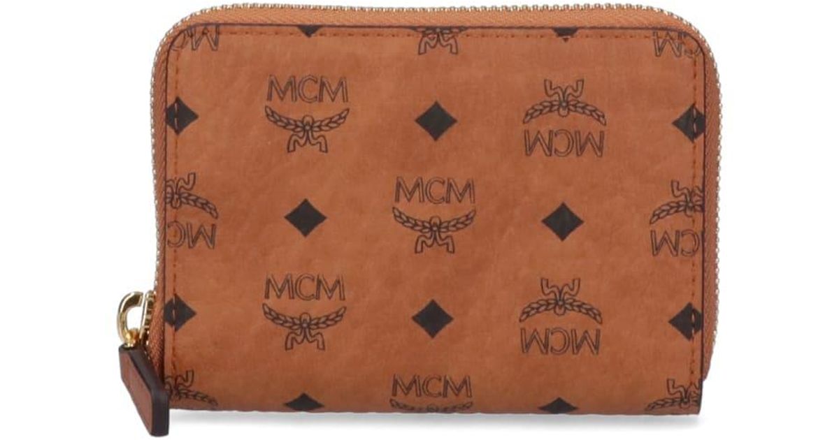 MCM Mini Zip Wallet in Brown | Lyst