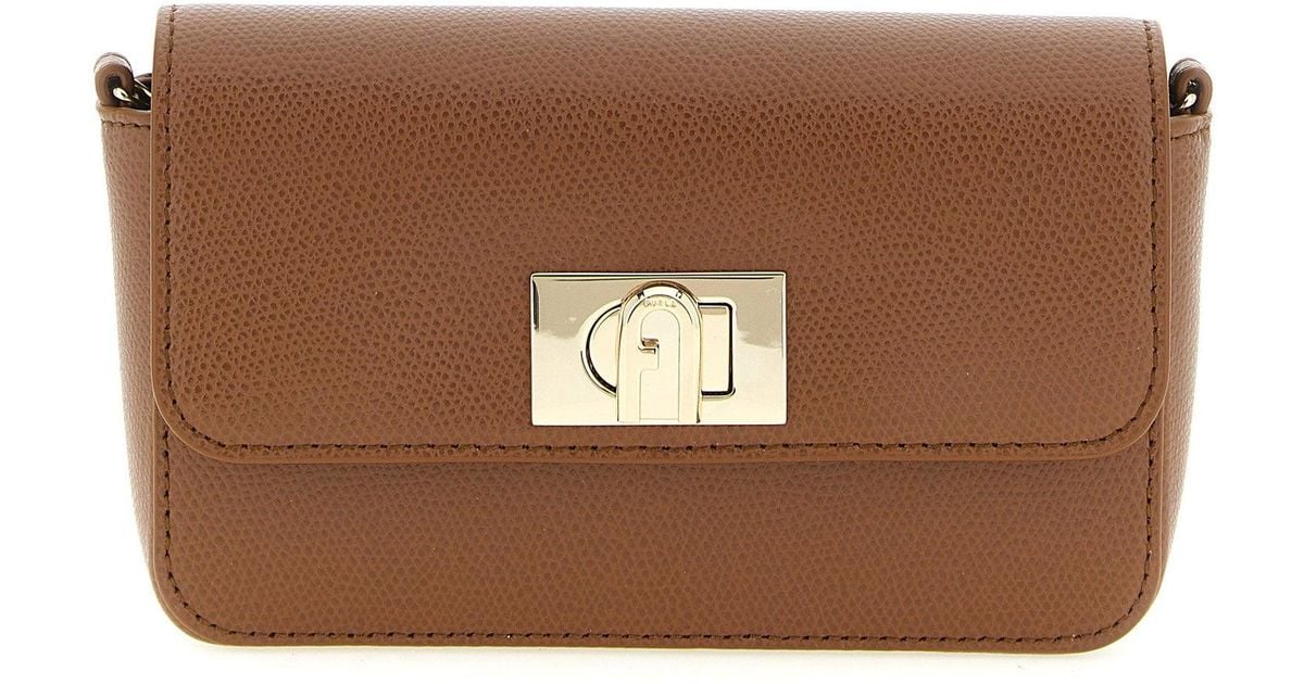 Furla Lock Furla Crossbody Bag in Brown | Lyst