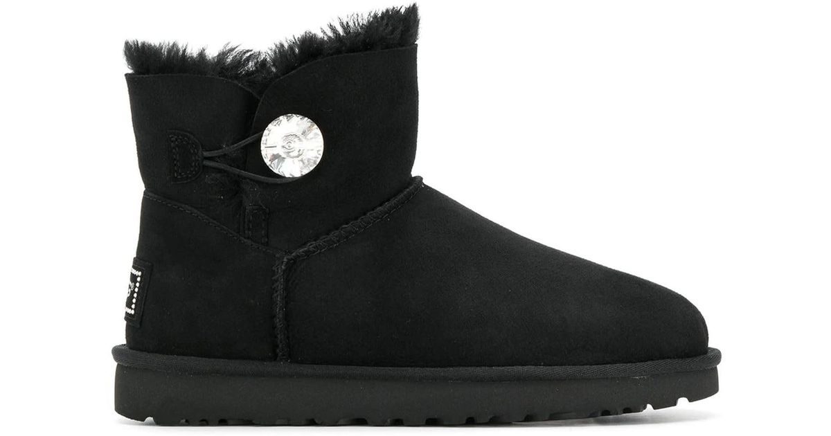 UGG Mini Bailey Button Bling Boot in Black | Lyst
