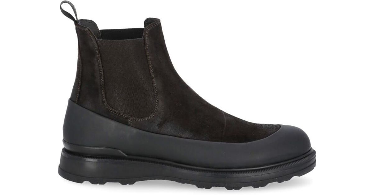 Woolrich Leather Chelsea Boots With Rubber Insert in Black for Men | Lyst