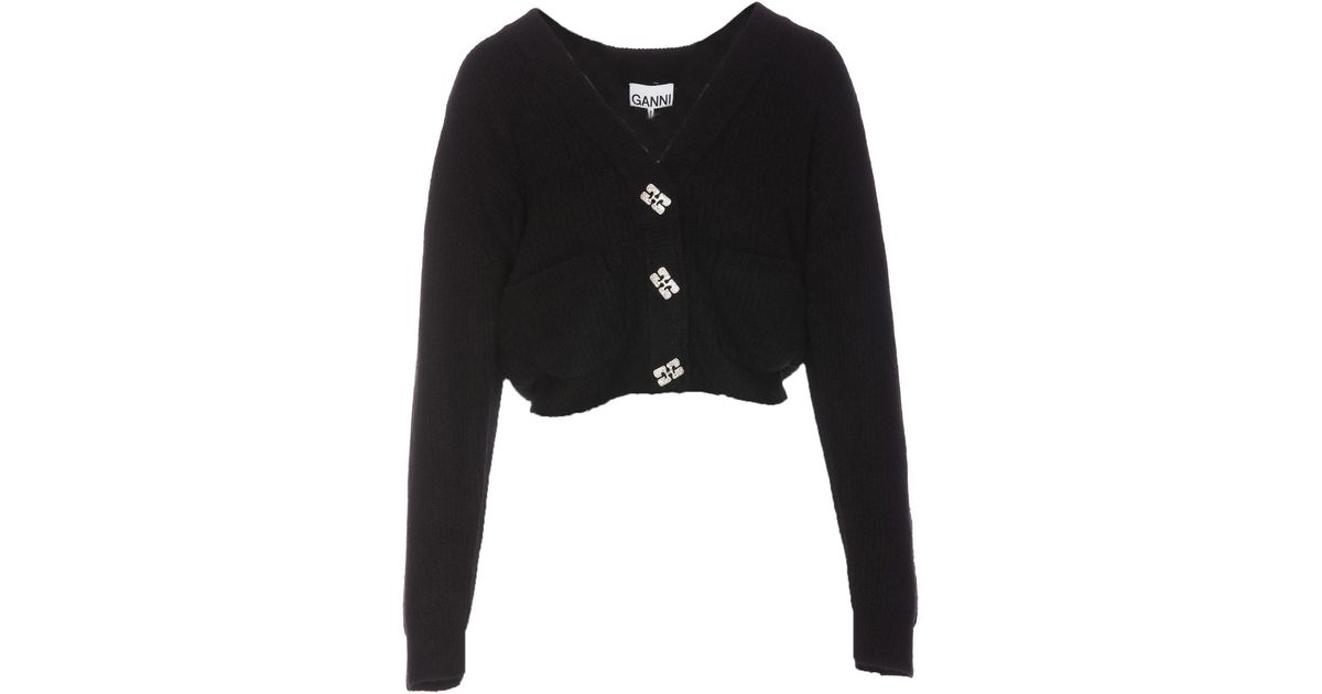 GANNI Black Cropped Cardigan