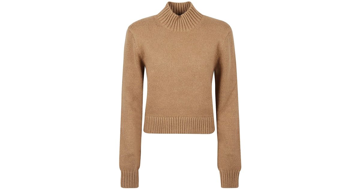 Burberry Cotton Ribbed Knit Sweater in Camel mélange (Natural) | Lyst
