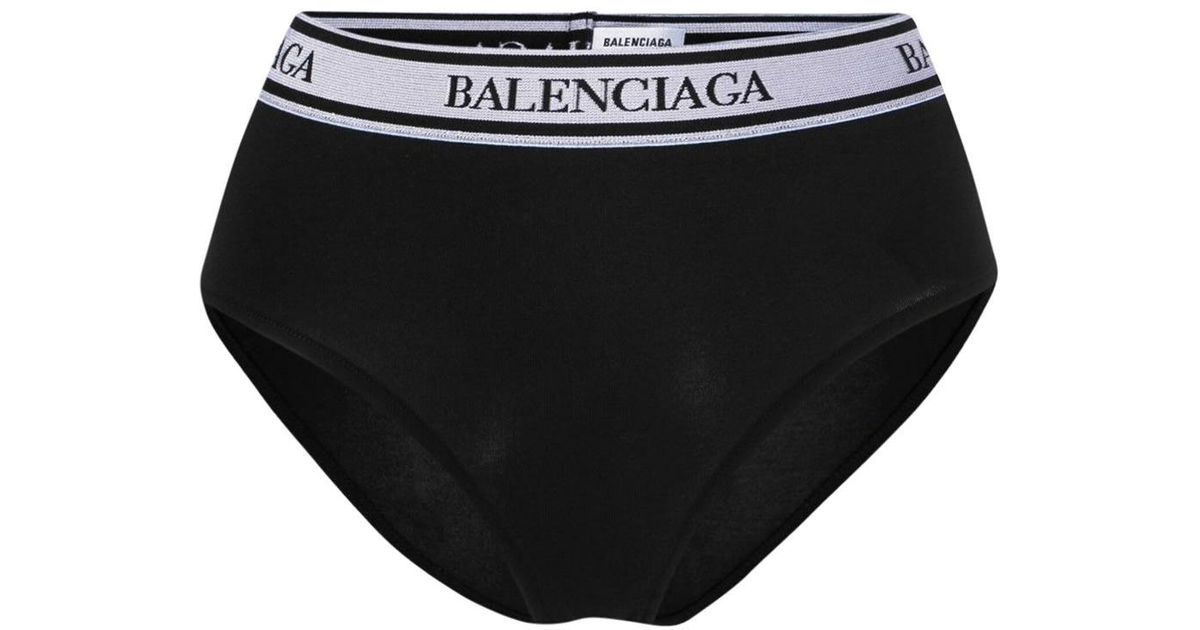 Balenciaga Cotton Slip Low Waist Panty in Black | Lyst