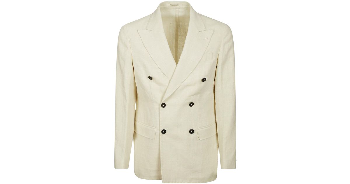 Massimo Alba Double Breasted Blazer in Natural for Men | Lyst