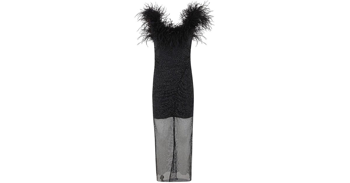 Black Rhinestone Feather Midi Dress – self-portrait-US