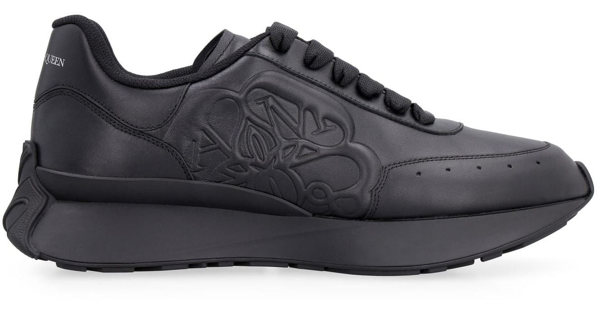 Alexander McQueen Sprint Runner Leather Lowtop Sneakers in Black for Men Lyst