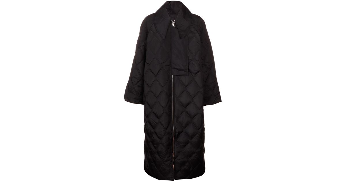 Ganni Ripstop Quilt Coat in Black | Lyst