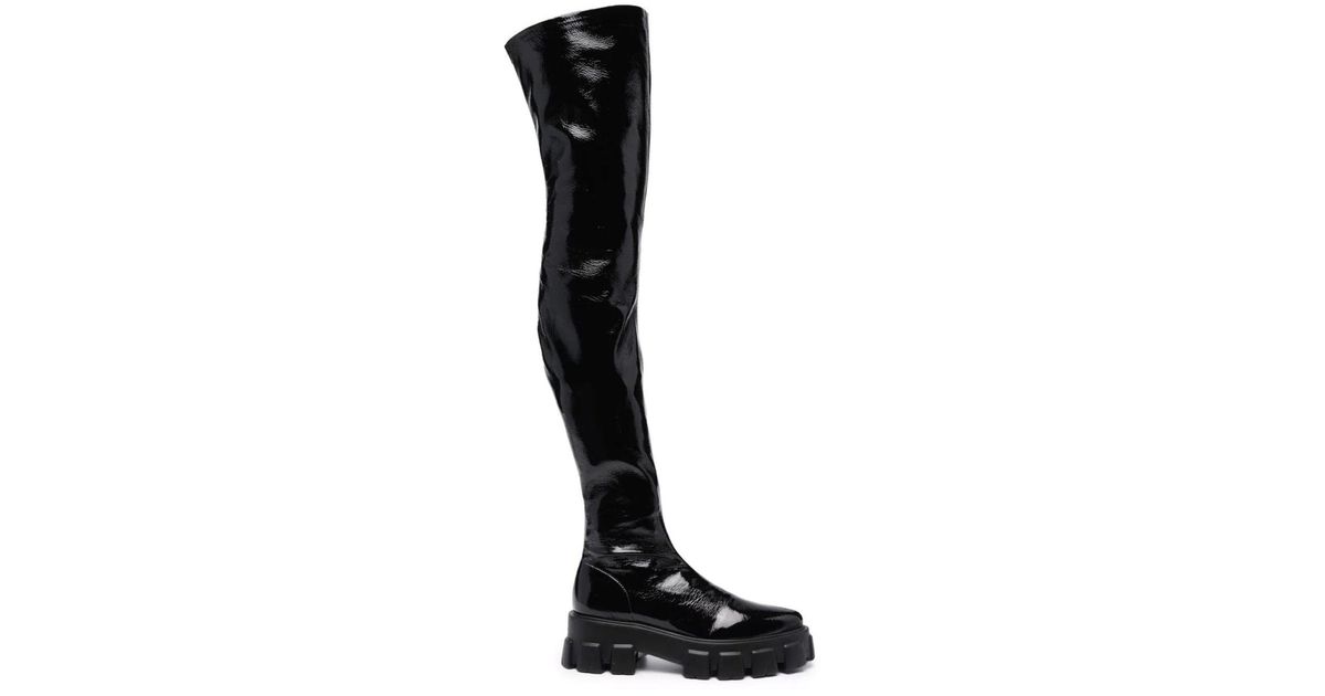 Prada Thigh-high Boots in Black | Lyst UK