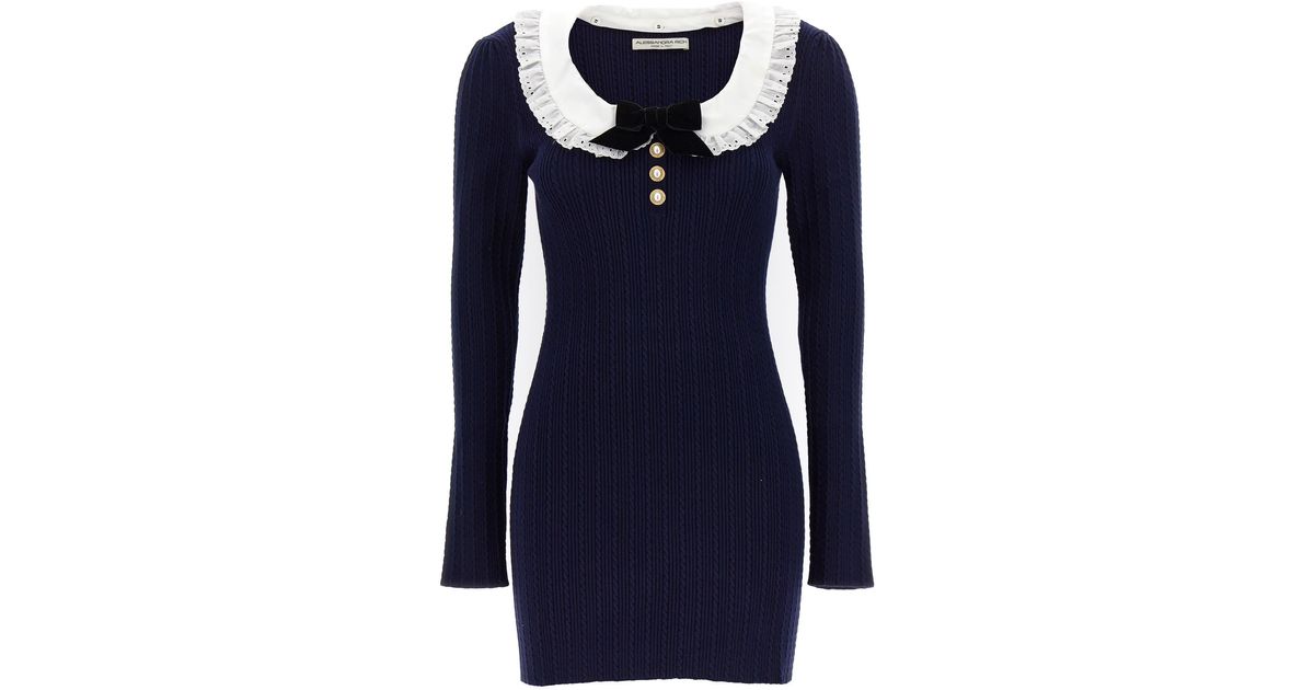 Alessandra Rich Collar Knit Dress Dresses in Blue | Lyst