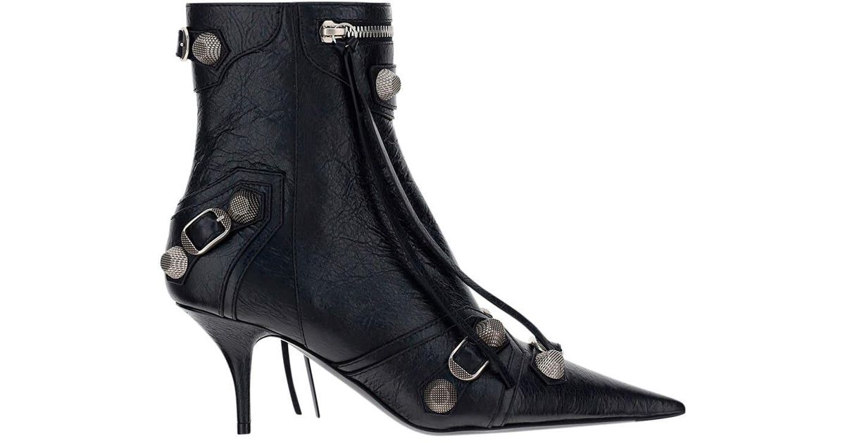 Balenciaga Leather Cagole Boots in Black | Lyst