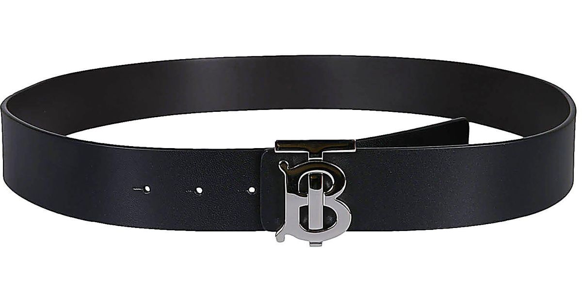 Burberry Tb Plaque Buckle Belt in Black for Men | Lyst