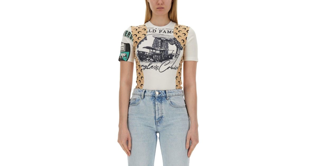【ストリート×カジュアル】Marine Serre グラフィックTシャツ Marine Serre グラフィック Tシャツ | ホワイト | FARFETCH JP
