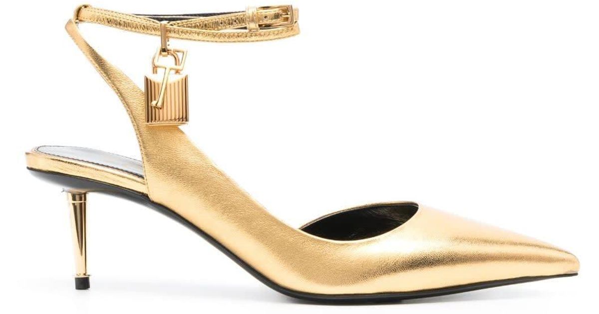 Tom Ford Padlock-detail 60mm Leather Pumps in Metallic | Lyst