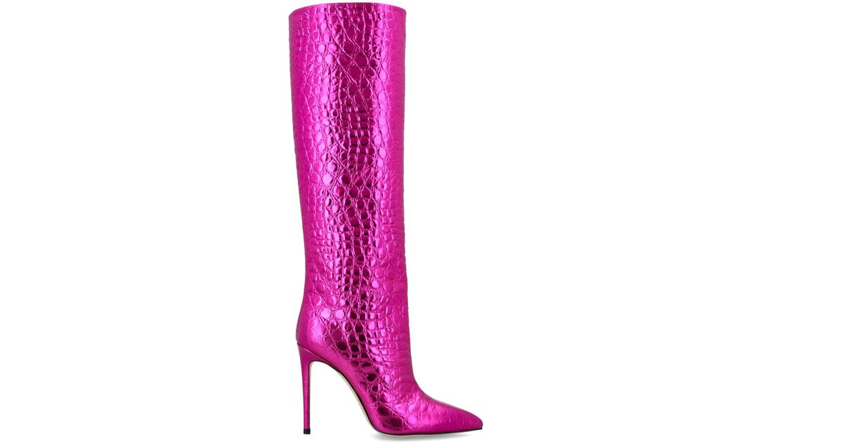 Paris Texas Metallic Embossed Croco Stiletto Boot in Pink | Lyst