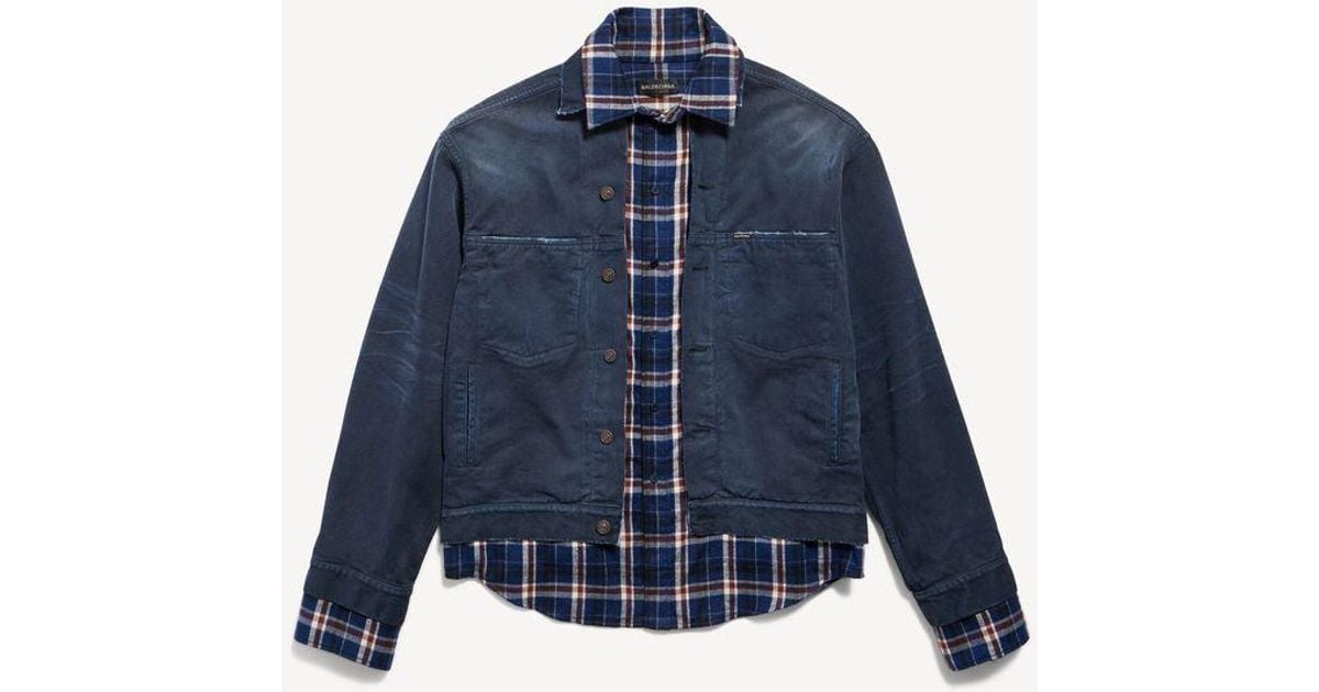 Balenciaga Balenciaga Colour-Block Denim Jacket in Blue for Men | Lyst