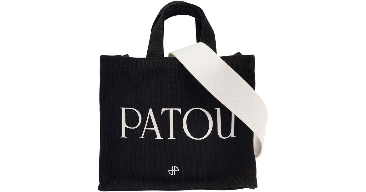 Patou Small Tote Bag With Contrasting Logo Print And Shoulder Strap In ...