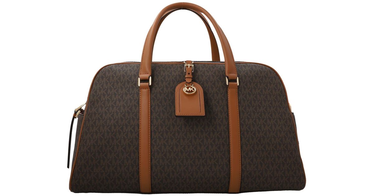 Michael Kors Leather Weekender Act Duffel Bag in Brown Save 9 Lyst UK