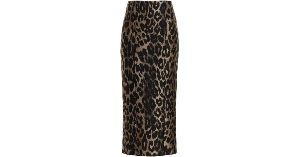 Balmain Leopard Jacquard Skirt in Black | Lyst