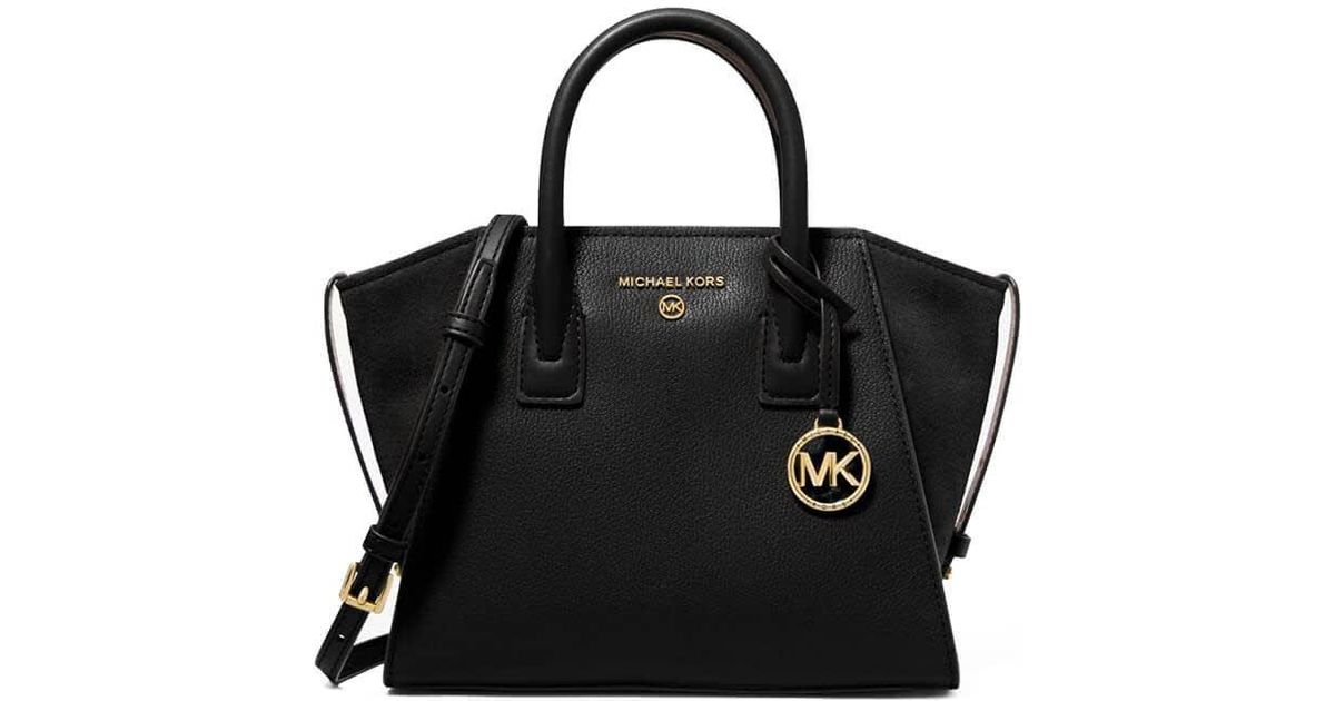 Michael Kors Leather Avril Black Handbag | Lyst