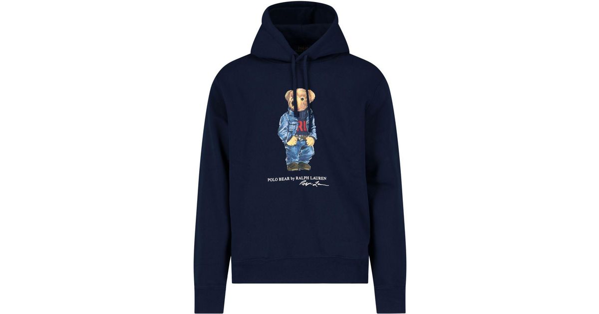 Polo Ralph Lauren Polo Bear Hoodie in Blue for Men | Lyst UK