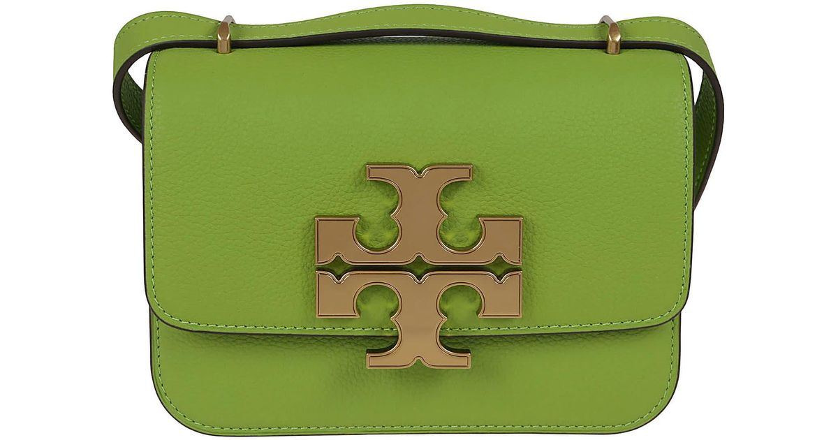 Tory Burch Small Eleanor Pebbled Convertible Shoulder Bag in Green