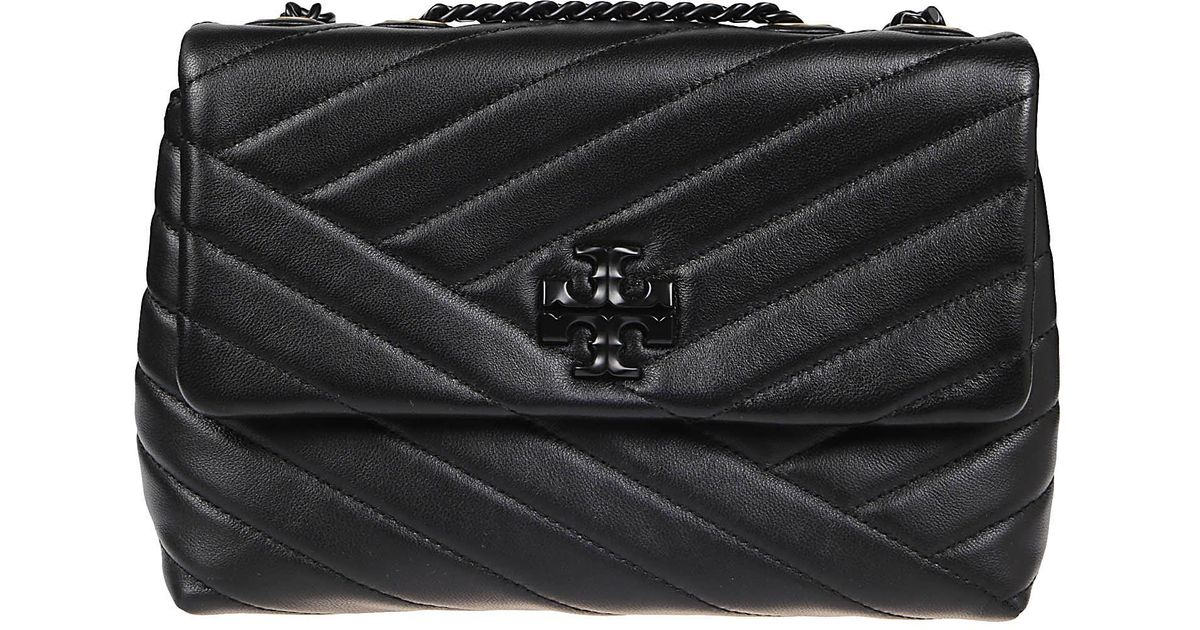 Kira Chevron Small Convertible Shoulder Bag Black - ShopperBoard