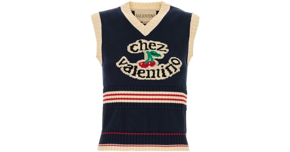 Valentino Garavani Midnight Cotton Vest in Blue | Lyst UK