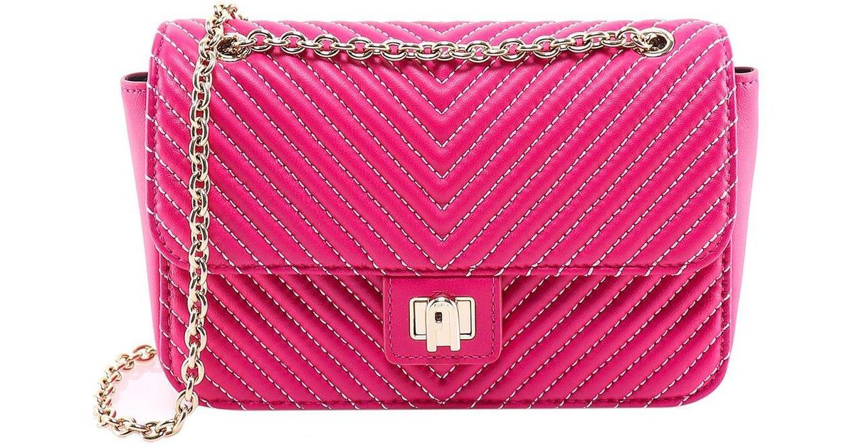 Furla Leather Pop Star Logo Lock Detailed Shoulder Bag in Pink | Lyst