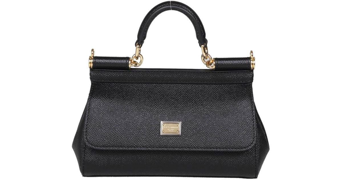 Dolce Gabbana D&G Women Small Dauphine Leather Sicily Bag-Black