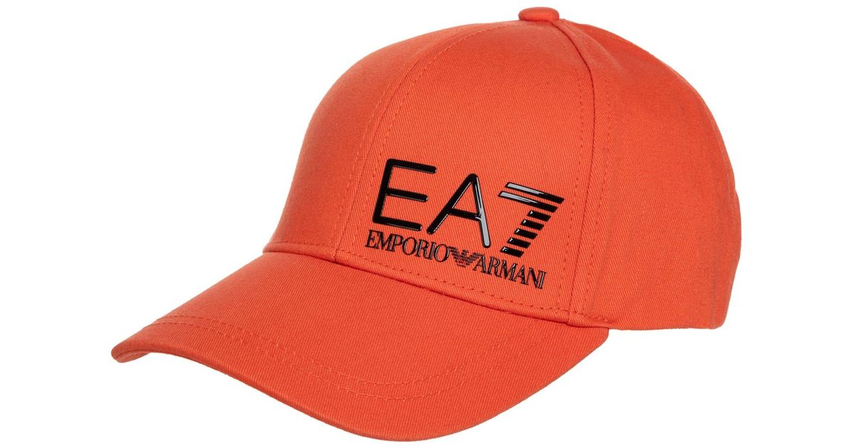 EA7 Cotton Hat in Orange for Men | Lyst