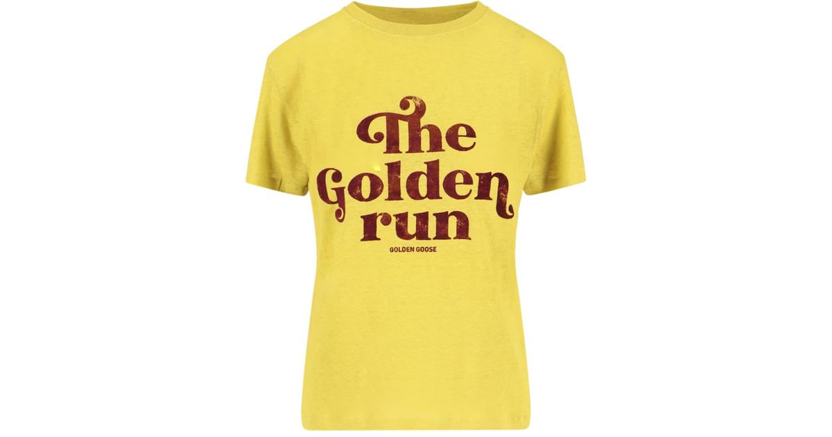 Golden Goose Printed T-shirt in Yellow | Lyst
