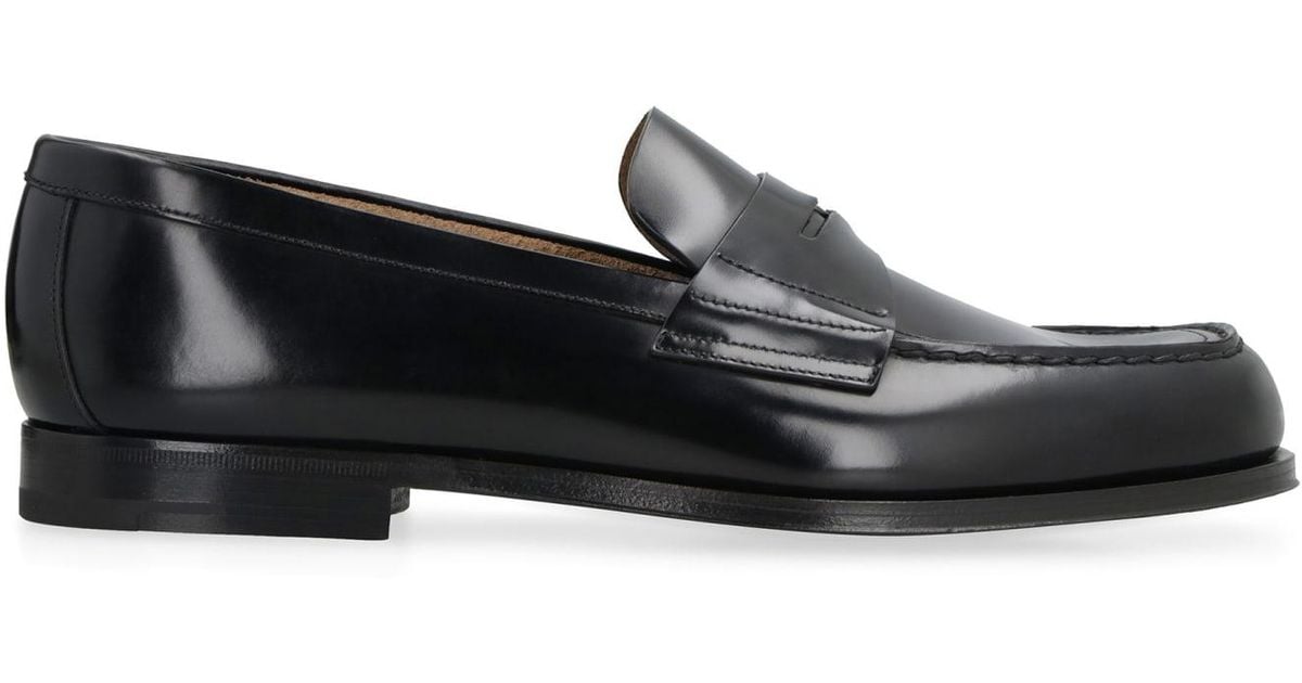 Prada Brushed Leather Loafers in Black for Men | Lyst