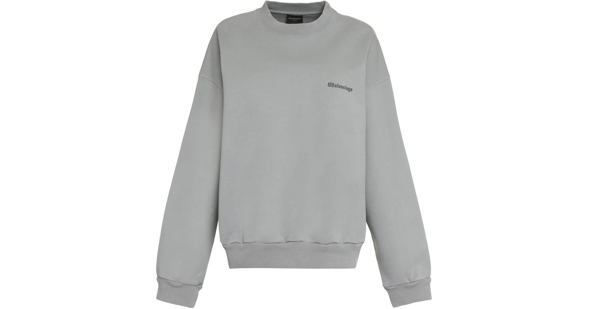 Balenciaga Cotton Crew-neck Sweatshirt in Gray | Lyst