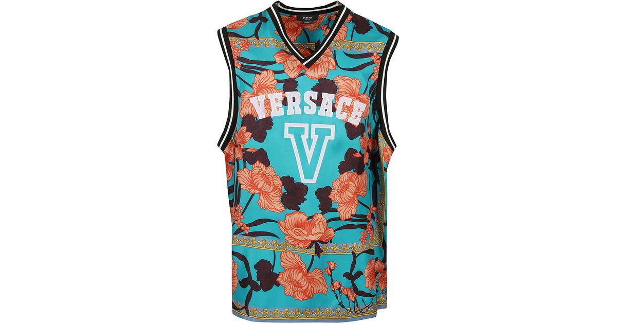 Versace Floral Print Logo Tank Top in Blue for Men Lyst UK