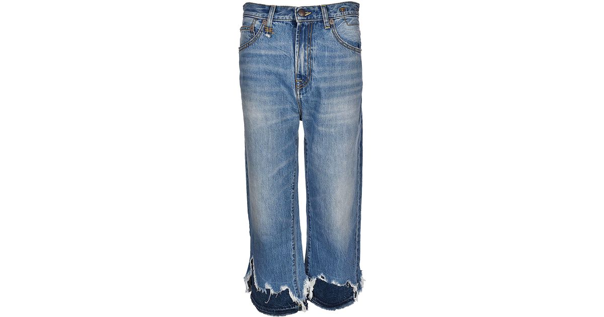 R13 Denim Double Shredded Hem High Rise 