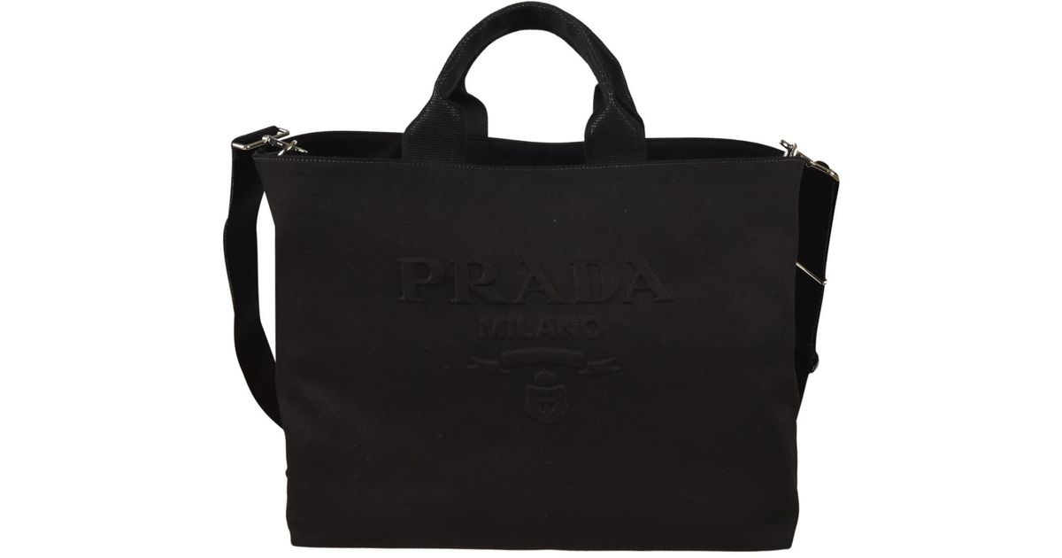 Prada Embossed Logo Shopper Bag Men in Black for Men Lyst